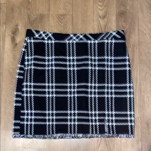 Black and White Plaid Mini Skirt Casual